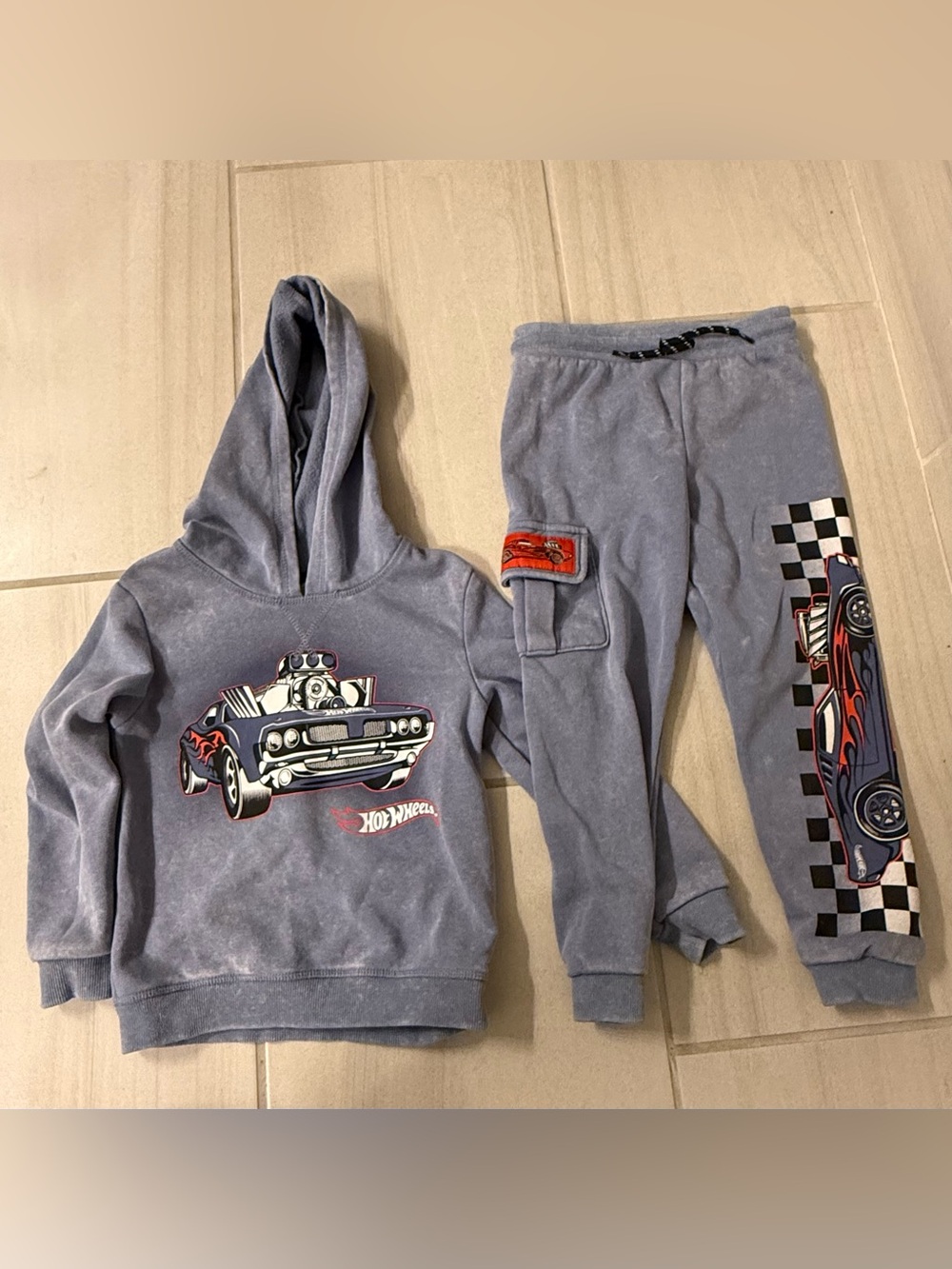 Hot Wheels 2 Piece Hoodie & Jogger Set Size 4T Blue Matching Outfit